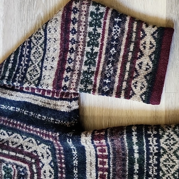 VNTG Skyr Womens 100% Wool Fair Isle CottageCore Cardigan Sweater Multicolor 2XL - Picture 13 of 14